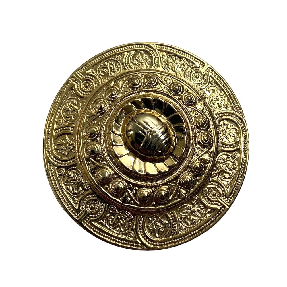 Charmant Belt Buckle‎ & Unmarked Belt Buckle Goldtone Round Ornate Metal Vintage - Picture 2 of 4